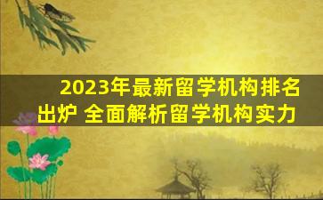 2023年最新留学机构排名出炉 全面解析留学机构实力